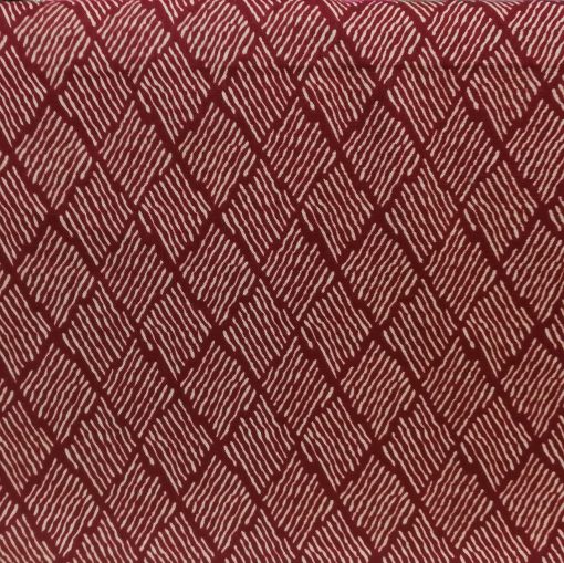 Tela de estampado japonés roja  rombos- rayas