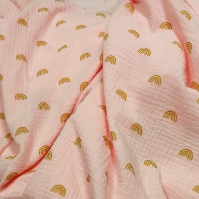 tela de doble gasa de algodón rosa